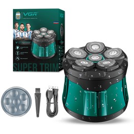 VGR 373 Professional 6D Rotary Head Shaver for Bald Men with IPX6