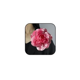 Dainty Satin Fabric Rose Flower Brooches 7.5in Extra Large Big Camellia Flower Brooches Lapel Pins for Women