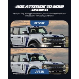 Short Antenna for Bronco, 6” Aluminum Antenna Car Radio Replacement Car Wash Safe, for Ford Bronco 2021 2022 2023, Blue …