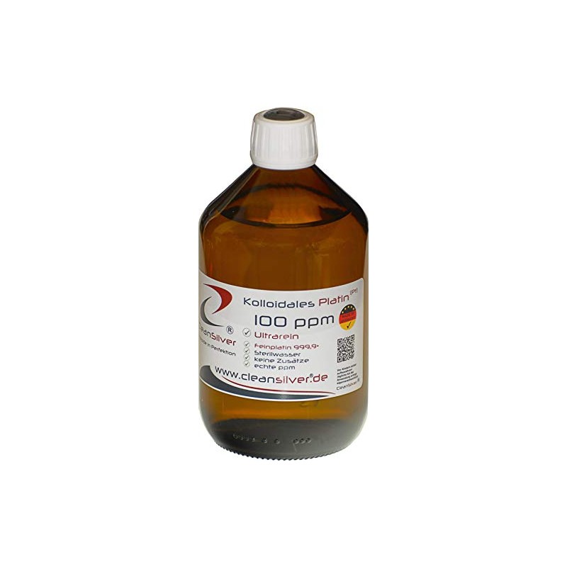 CleanSilver Colloidal Platinum 100 ppm 500 ml, Ultra Pure 99.99%,