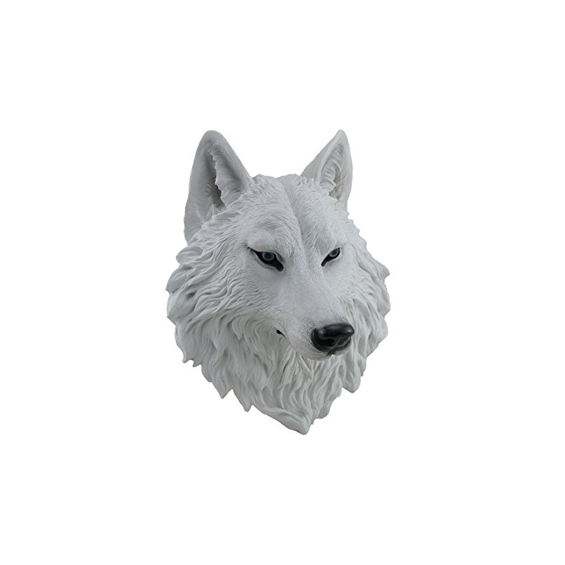 Zeckos White Arctic Wolf Head Wall Mount Sculpture