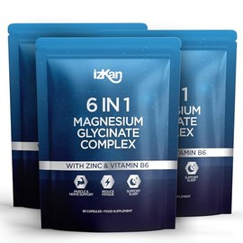 Magnesium Glycinate 6 in 1 Supplement -1500mg as Bisglycinate Citrate & Malate | 352 mg Elemental Magnesium | Ashwagandha Zinc & B6 Quality Sleep Muscle Health & Immune Support 90 Vegan Capsules (1)
