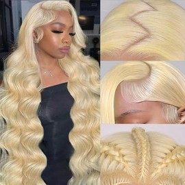 MARUOL 30 Inches 613 13x6 Lace Front Wig Human Hair Blonde Wig Body Wave HD Transparent Lace Frontal Wigs Human Hair for Women 180% Density Glueless wigs