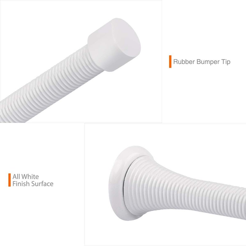 KOVOSCH 2 Pack Spring Door Stopper White - 3-1/4" Flexible