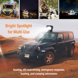 Railhead 12V-24V LED Remote Control Spotlight, Low Profile 380 Rotation for Trucks and Marine Boats Outdoors, 7 Flash Modes 50W 2400 Lumen Weatherproof Search Light Magnetic Base RH-RCL30LP