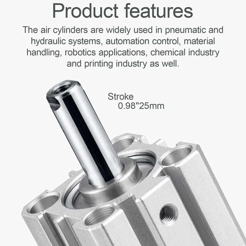 VIILOCK Pneumatic Air Cylinder 25mm Bore 25mm Stroke, Thin Air