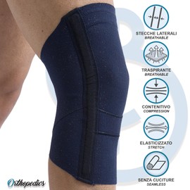 Beman 353 - Meniskus Orthopädische Kniebandage Sport-Kniebandage Kreuzbänder Rutschfest Atmungsaktiv mit seitlichen Schienen Bandage Band für Herren Damen (Blau, 4)