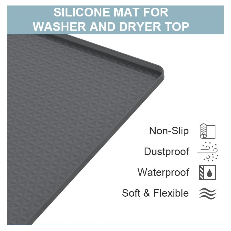 Silicone Washing Machine Drain Pan, 54"x27.5" 0.79" Raised Edge Mat,