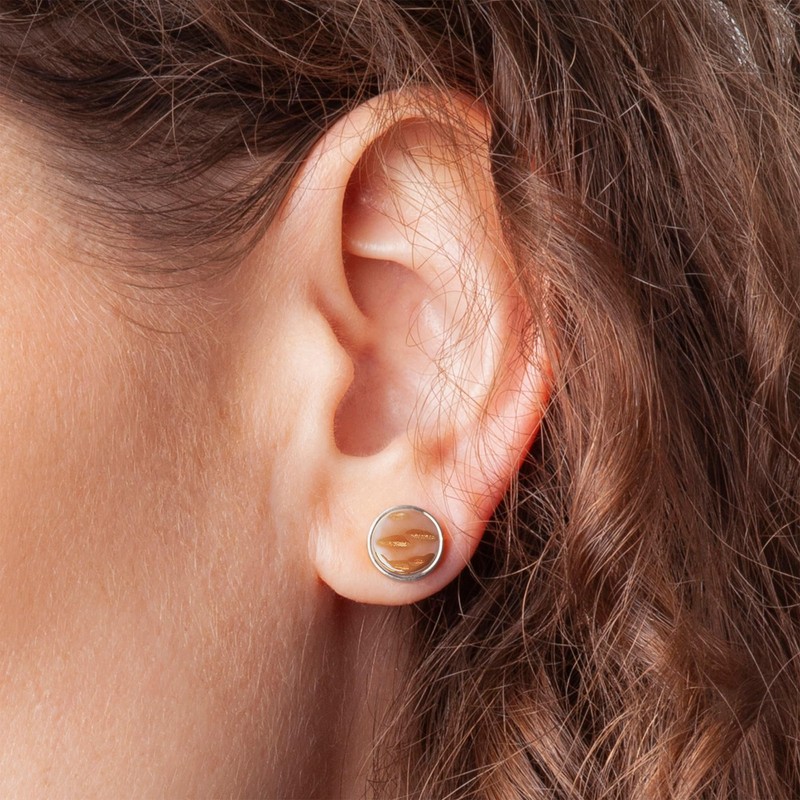 Kleine Ohrstecker silber mit Stein • Braune Ohrringe für Damen