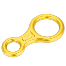 Tbest Climbing 8 Ring Terminal 8 Descender, 35KN Heavy Duty Climb Aluminum Figure 8 Descender Rigging Plate, Outdoor Rappel Rock Climbing Rescue Gear Downhill Ring Equipment Belay Device(Gold)