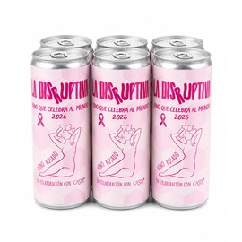 La Disruptiva "Vino que celebra al mundo 2026" Vino Rosado en Lata Garnacha Tinta. Orgánico y Vegano, Certificación Ecológica, 250 ml, 12.50% Alc. Vol., Pack de 6 latas.