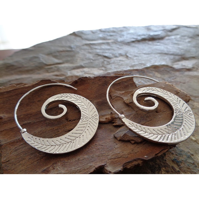 ✿ SILBER SPIRAL CREOLEN ✿ seitliche Ohrringe