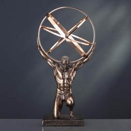 Veronese Design 9 Inch Atlas Carrying Celestial Sphere Statue Cold Cast Resin Antique Bronze Finish