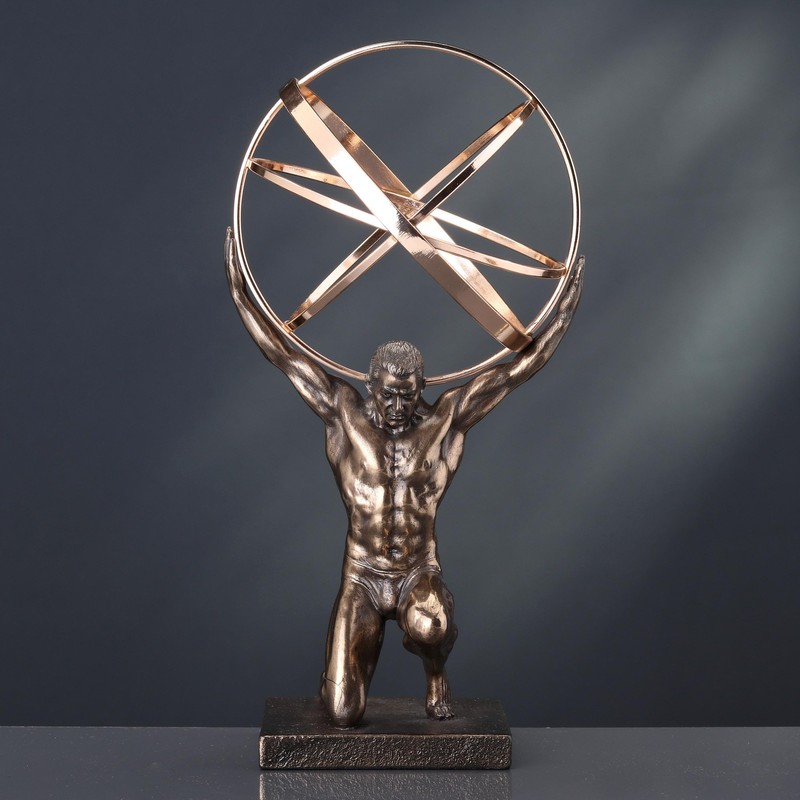 Veronese Design 9 Inch Atlas Carrying Celestial Sphere Statue Cold