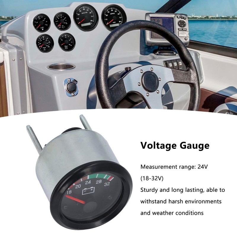 Voltage Gauge 52mm Aluminum Alloy LED Voltmeter Gauge for Diesel