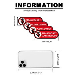 4 PCS Please Do Not Slam The Door Sign Stickers, Waterproof and UV Resistant Close Door Gently Sign for Van Car SUV Taxi Driver Window Door （Small Size）