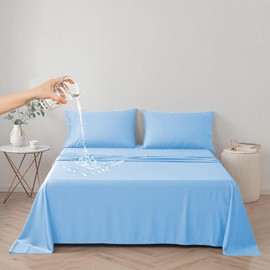 DUJUIKE 100% Waterproof Protective Blanket or Liner for Bed, Mattress Protector for Bed, Reusable Underlay, Bed Sheet Protector (Sky Blue, Twin 160 x 230 cm)