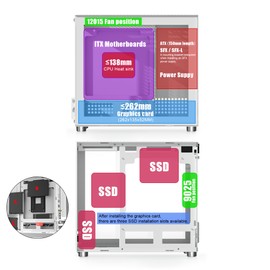 KXRORS M02 SFX Small Form Factor Mini-ITX PC Case, Tempered Glass Panel, Modern Front Panel I/O USB 3.0 Port，luminum Portable Computer Case