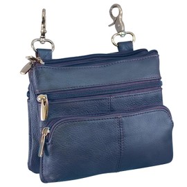 SILVERFEVER Leather Bike Rider Accordion Bag Cross Body Belt Phone Pack Pouch