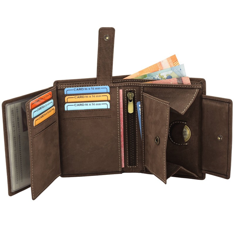 Fa.Volmer® Men's Genuine Leather Wallet with RFID Protection Brown