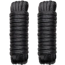 Boat Dock Lines Marine Rope - 5/8" x 35ft with Pre-Spliced 16" Loop Double Braided Nylon Ropes Bumper Tie Mooring Line for Boats Docking Pontoon Boating Accessories - 2 Pack