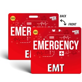 EMT Badge Buddy - RED - Emergency Themed Backer Card - Horizontal Badge Id Card - by BadgeZoo