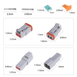 E-TING 5 Kit 2 Pin Way DT04-2P DT06-2S Waterproof Connector 13 Amps Continuous 14-22 AWG DT Series Connector for Automotive Applications