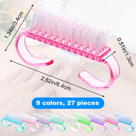 YBEATY 27 PCS Handle Grip Nail Brushes Colorful Small Fingernail Brushes Mini Fingernail Scrub Cleaning Brush Hand Scrub Cleaning Brush Kit for Men Women Toes Nails Pedicure Assorted Color