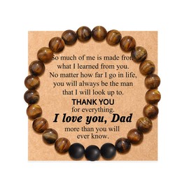 Dad Bracelet Gift from Daughter Son Thank You Dad Gifts for Birthday Christmas Gifts for Father Mens Volcanic Stone Agate Beads Bracelet for Daddy I Love You Gifts