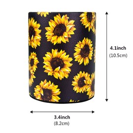 HEYGOO Sunflower Pen Holder, Pencil Holder Desk Organizer for Women Girls, Floral Makeup Brush Holder, Ideal Gift for Office, Classroom, Home(blackSunflower)