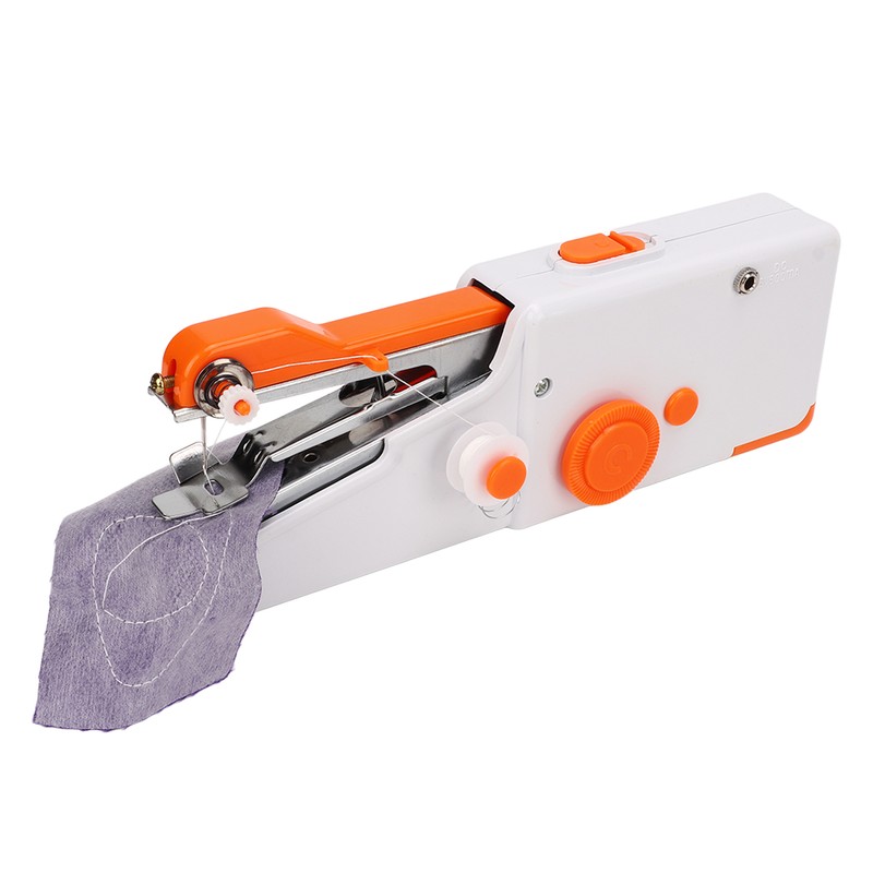 Handheld Sewing Machine Orange Portable Mini DIY Ergonomic Handle Electric