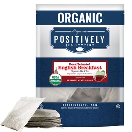 Organic Positively Tea Company, Decaf English Breakfast Black Tea Bags, 100 Count, Eco-Friendly Tea Bags, Non-GMO