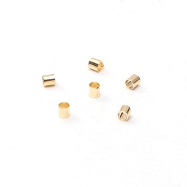 18K Real Gold Plated Non-Tarnish Crimp Beads Tube 2x2mm 200pcs for Jewelry Making