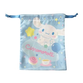 Small Planet Sanrio Ribbon Drawstring Bag, Cinnamorol, Simple, Cute