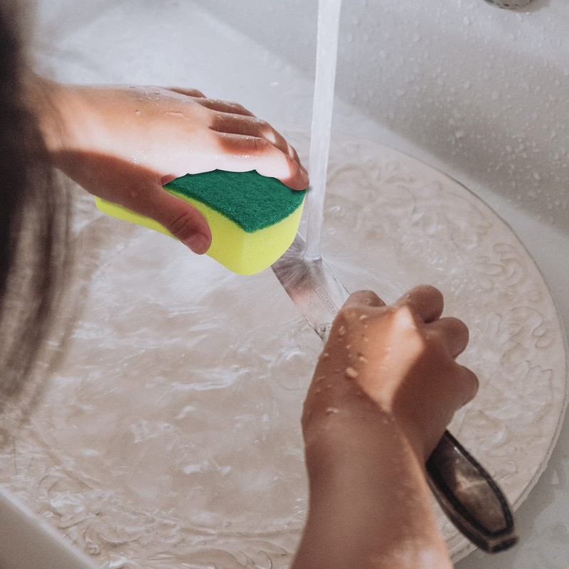 Sponge Individually Wrapped，24 PCS Dishwashing Sponge Scouring Pad Kitchen Dishcloth