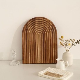 [HARGIO] Wood Plate, Wood Tray, Wood Tray, Wooden Cutting Board, Cafe Tray, Lunch Tray, Korean Bon Bon, Natural Wood, Stylish, Natural, Interior Decoration, Accessory Holder, Nordic (Brown (Semicircle