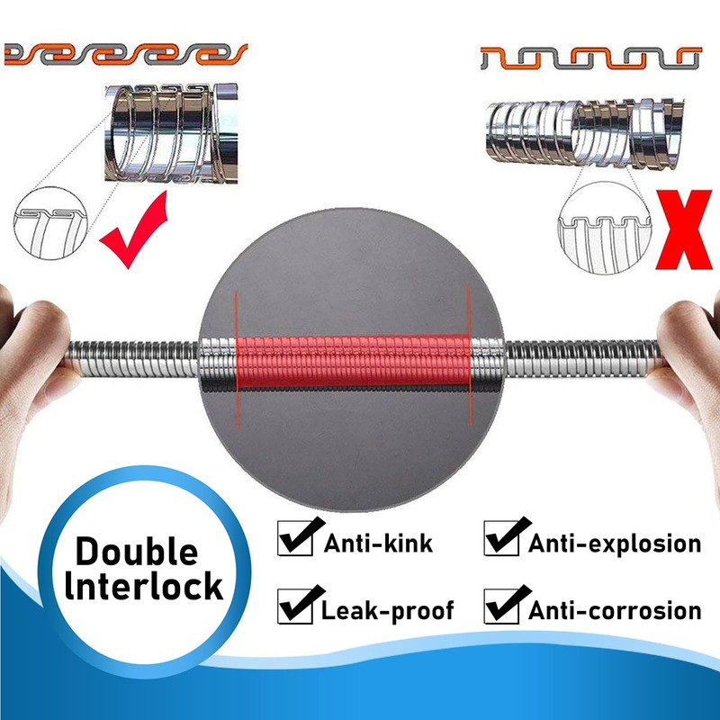 Stainless Steel Shower Hose 2m (79”) Universal Anti-Twist Shower Hose