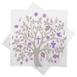 20 Servietten Baum des Lebens Mauve Lila Tischdeko Konfirmation Kommunion Taufe