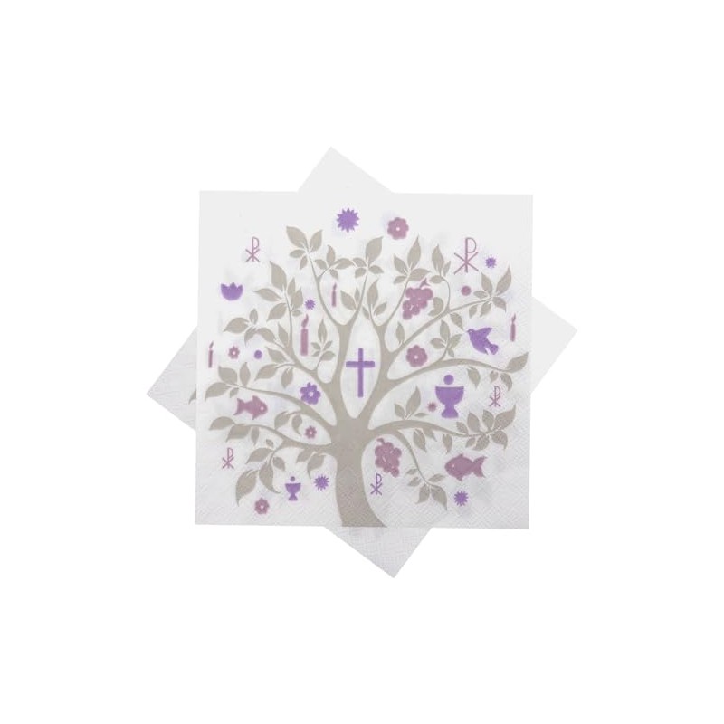 20 Servietten Baum des Lebens Mauve Lila Tischdeko Konfirmation Kommunion