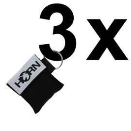 Set of 3 Horn Medical Emergency Resuscitation Wipes in Key Fob, Horn Key, black