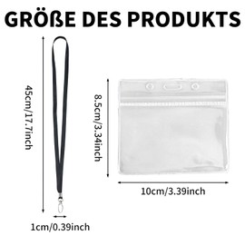Pack of 11 Clear ID Card Holders with Strap, Transparent Waterproof Card Holder, 11 Pieces Card Holders with 11 Pieces Lanyards for Student Cards, Bus Cards, Credit Cards