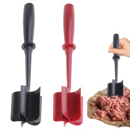 2 Pieces Meat Masher,Versatile Mince Meat Masher,Handheld Meat Chopper,Mince Masher,for Home Kitchen Hamburger Meat,Beef,Potato, Fruit (Black,Red)