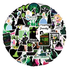 TUMAJI 55 Pcs Wicked Stickers Pack, Aesthetic Vinyl Waterproof Stickers Decal for Water Bottle, Laptop, Phone, Skateboard, Scrapbooking, Bumper Choice for Teens Adults Fans for Party Supply
