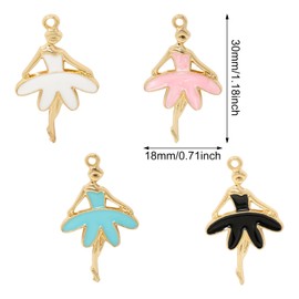 Honbay 24PCS Enamel Alloy Ballerina Ballet Dancer Charms Pendant for Necklace Bracelet Earring Jewelry Making DIY Crafts