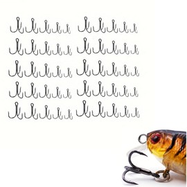 50pcs Fishing Treble Hooks Kit - High Carbon Steel Hooks Strong Sharp Round Bend Treble Fishing Hooks for Freshwater Fishing and Sea Fishing