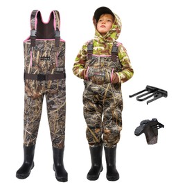 HISEA Kids Chest Waders for Toddler & Children Neoprene Youth Duck Hunting Waders for Kids Boys Girls with Insulated Boots