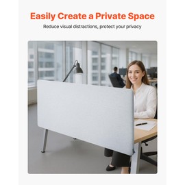 VEVOR Desk Divider Privacy Panel, 60" x 24" Clamp-on Office Desk Partition, PET Cubicle Partition Panel, Workstation Privacy Divider with 2 C-Type Clamps for Office, Sturdy Room, Library