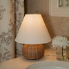 11" Small Wicker Table Lamp, Dimmable Rattan Bamboo Lamp with