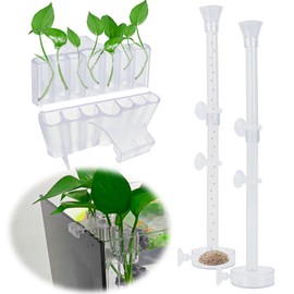 2PC 7 Holes Upgraded Aquarium Plant Holder, Aquatic Plant Cup for Tank, Fish Tank Plant Holder with Long Hook, Aquarium Feeder for Aquascape Decorations on Top of Tank (2Sets)