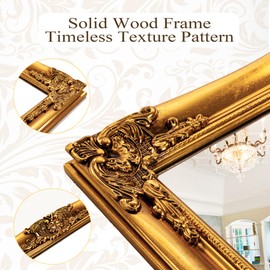 Chende Large Gold Foil Wall Mirror 28" x40", Antique Baroque Mirror with Ornate Frame, Gold Vintage Mirror for Wall Living Room, Fireplace, Bathroom, Hanging Vertically or Horizontally